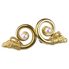 Vintage Zolotas Lion and Pearl Clip-On Earrings