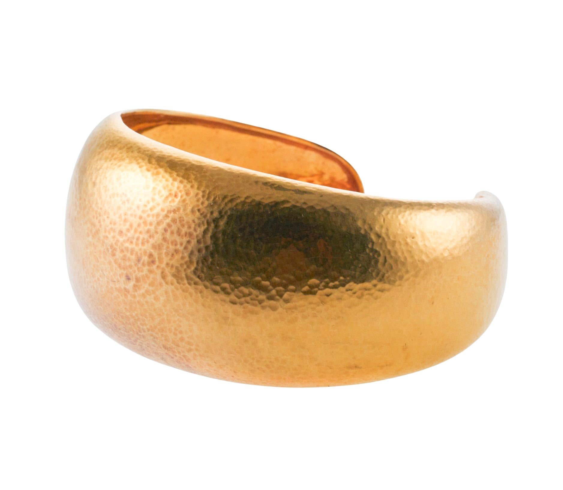Women's Zolotas of Greece High Karat Hammered Gold Cuff Bracelet For Sale