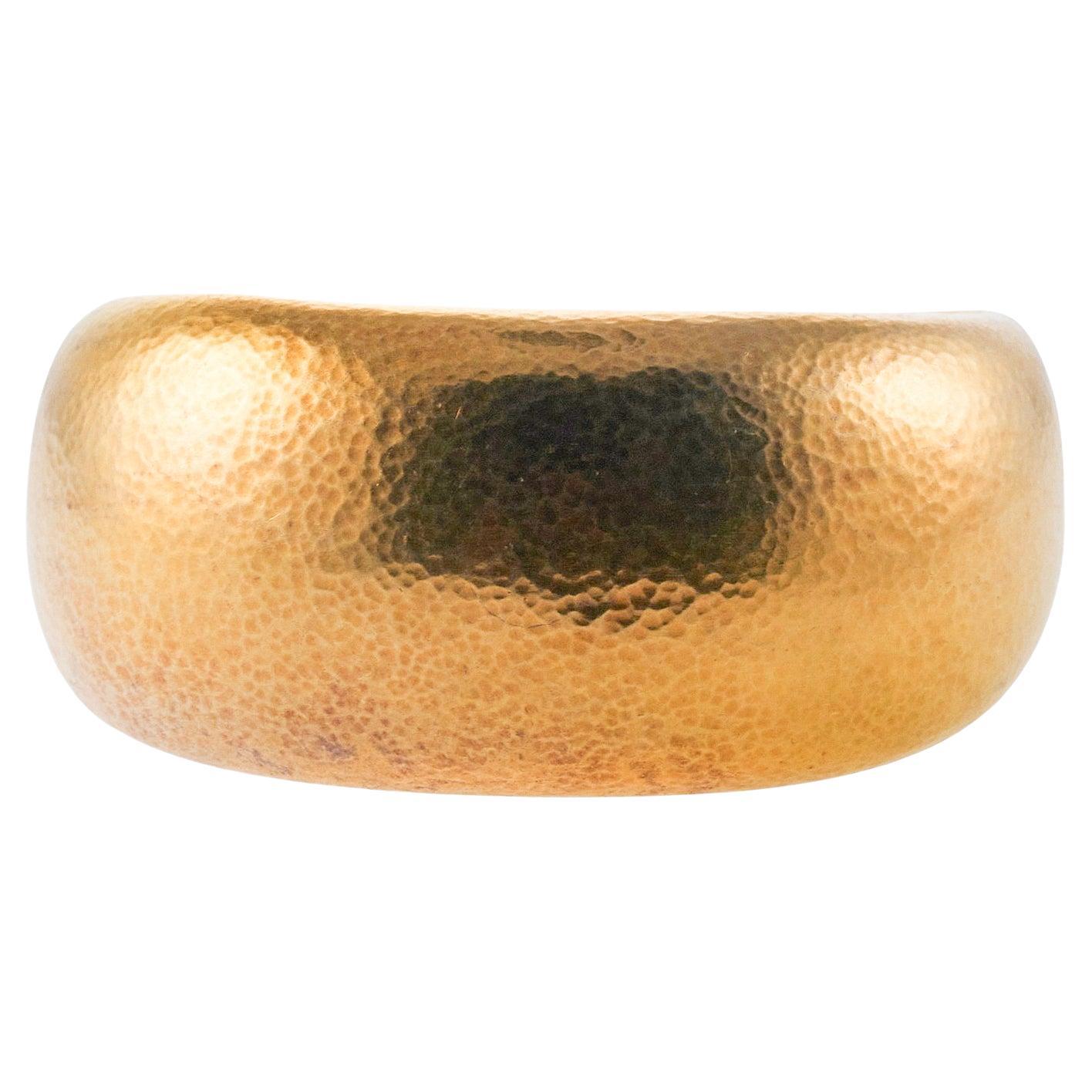 Zolotas of Greece High Karat Hammered Gold Cuff Bracelet For Sale