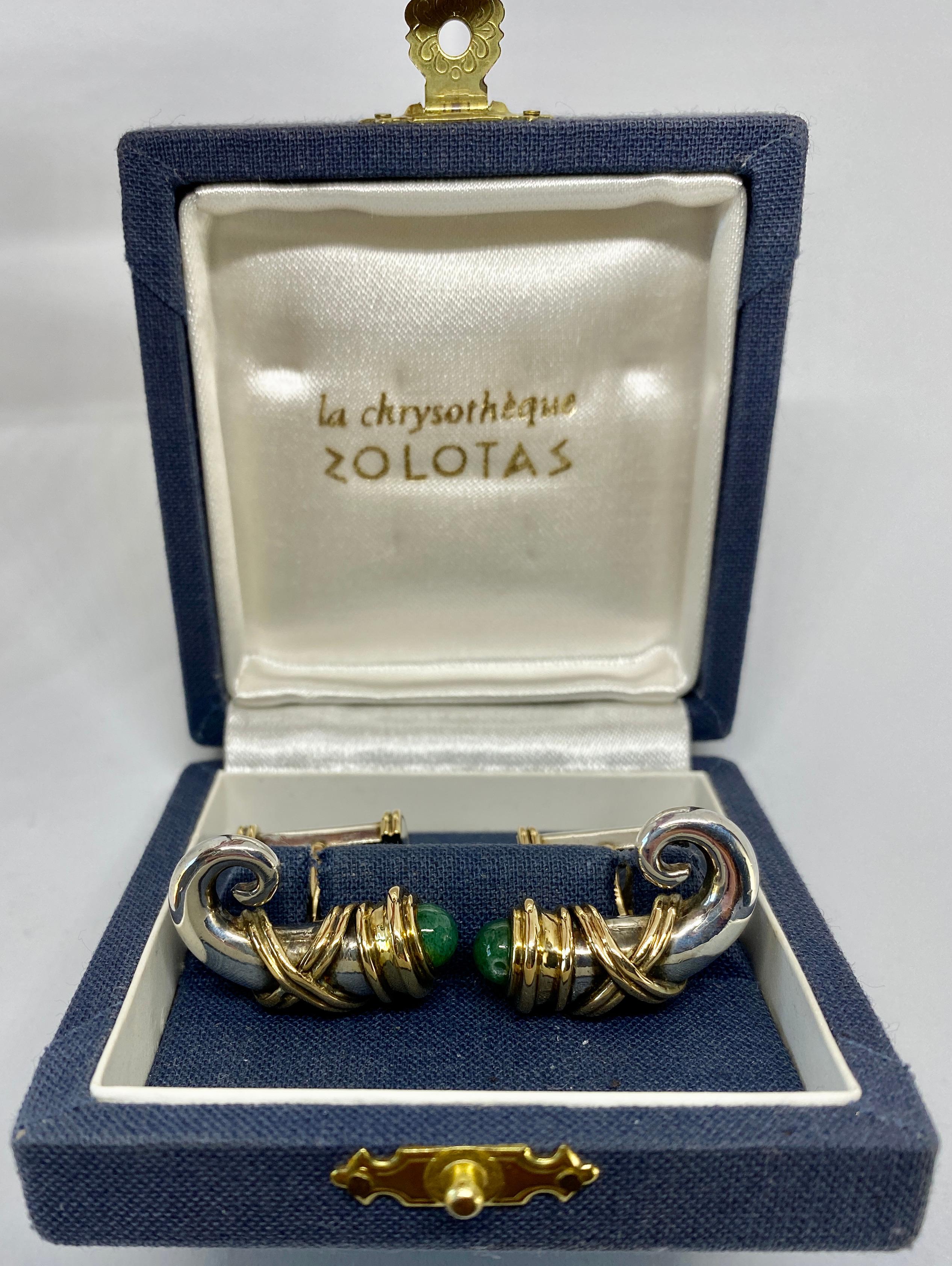Founded in the 19th Century, the house of Zolotas is among the world's most esteemed jewelers, with a particular specialty in the revival of ancient Greek designs and techniques.

These cufflinks are a rare and wonderful example. Rendered in 18K