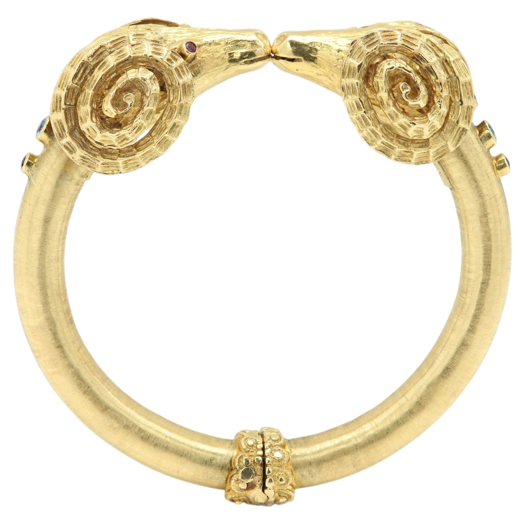 Zolotas Ram's Head Greek Bangle 18k Yellow Gold made in Greece