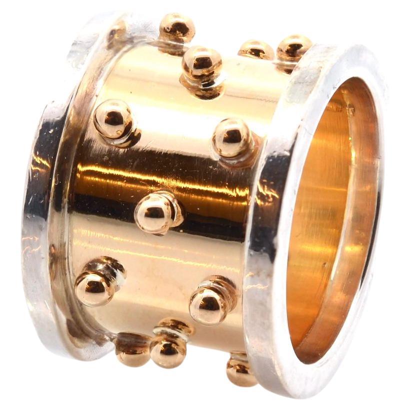 Zolotas Ring aus 18 Karat Gelbgold und Silber