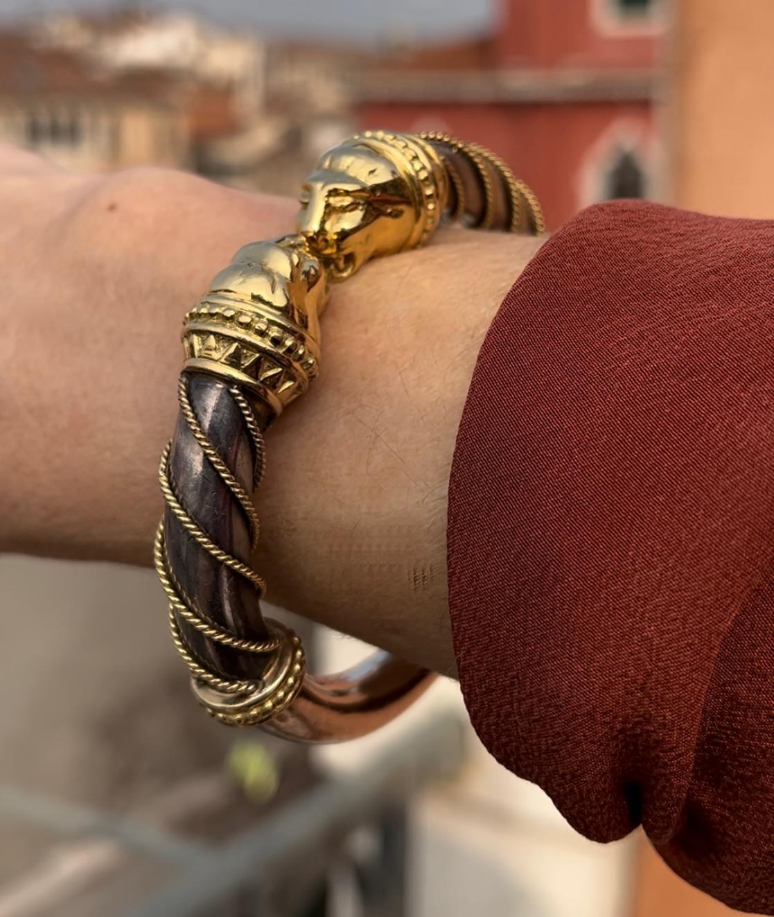 Greek Revival Zolotas Lion Bracelet in 18k Gold and Silver
