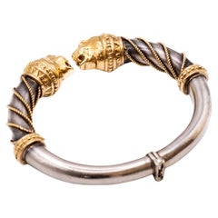 Retro Zolotas Lion Bracelet in 18k Gold and Silver