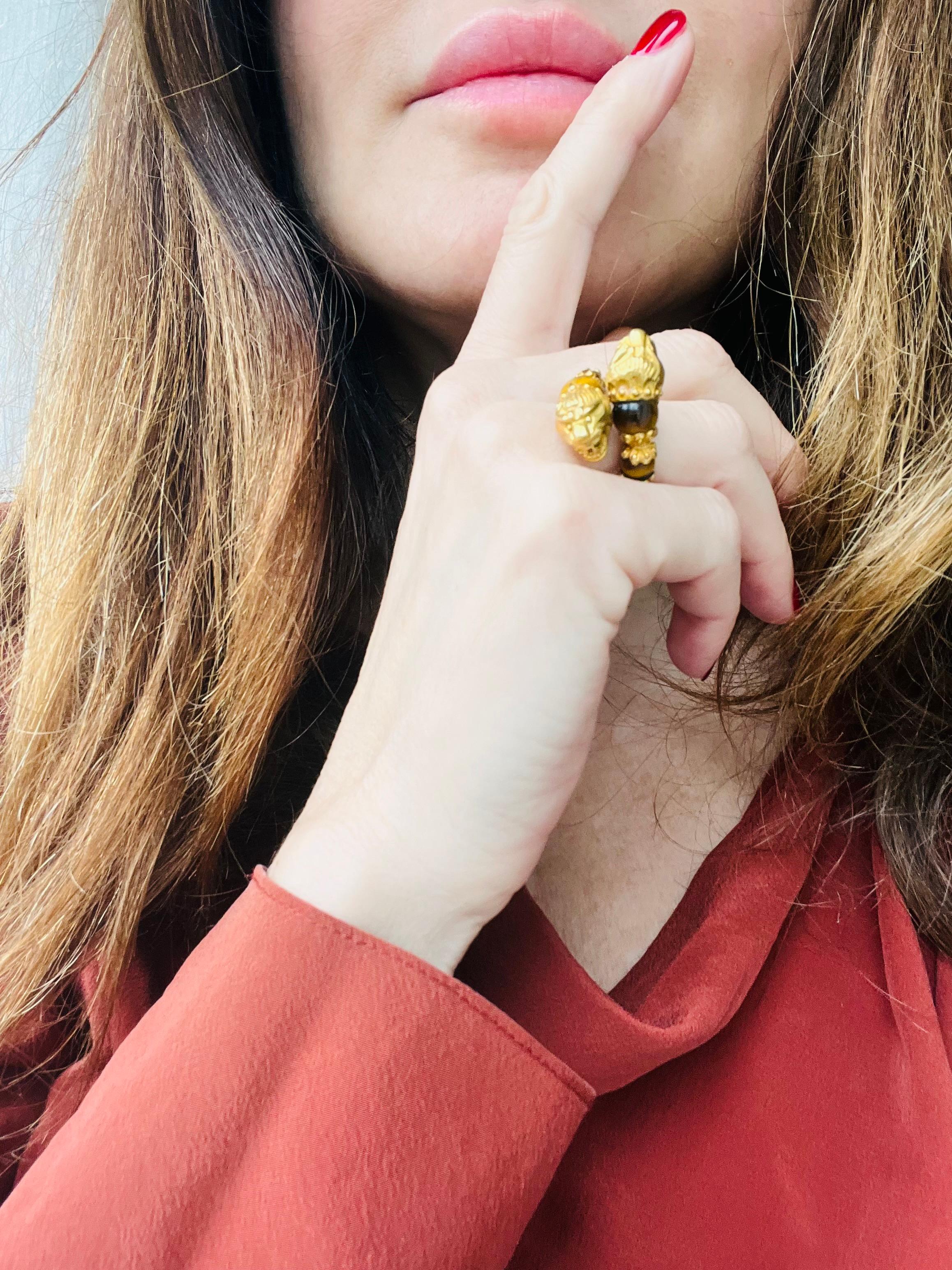 Greek Revival Zolotas Tiger Eye Ring For Sale