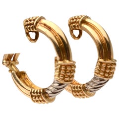 Zolotas Two Color Gold Hoop Earrings