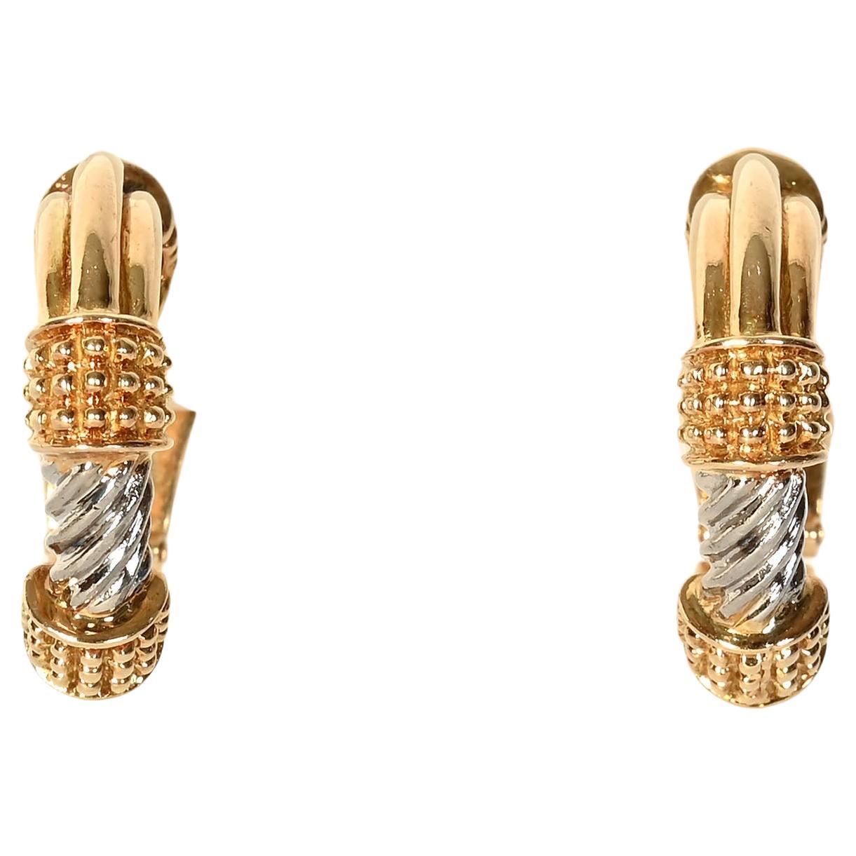 Zolotas Two Color Gold Hoop Earrings
