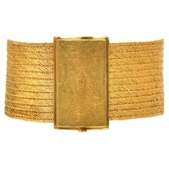 Zolotas Vintage 22K Yellow Gold Greek Wide Mesh Wrap Bracelet