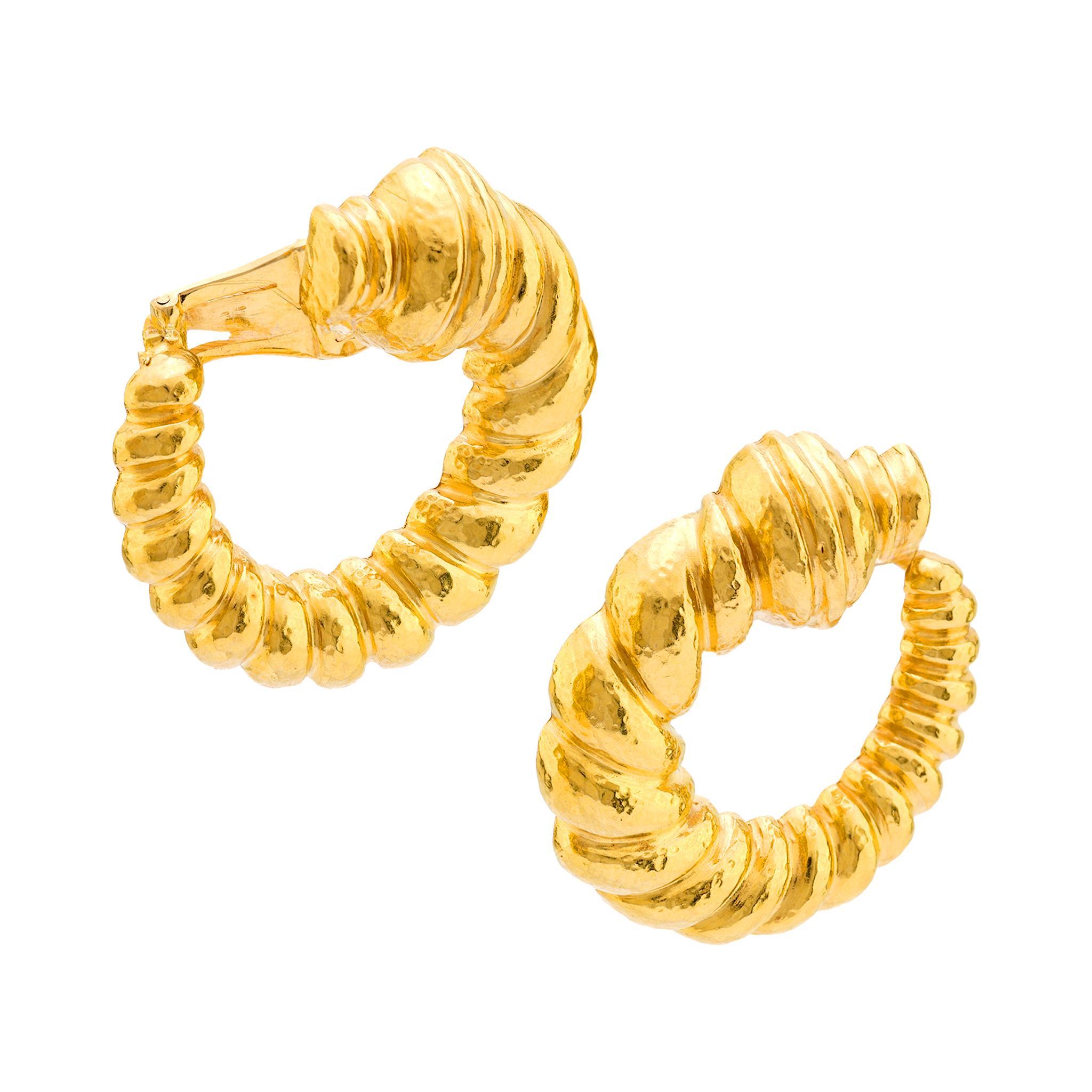 Zolotas vintage pendientes de aro de oro amarillo de 22k Moderno