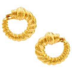 Zolotas vintage pendientes de aro de oro amarillo de 22k