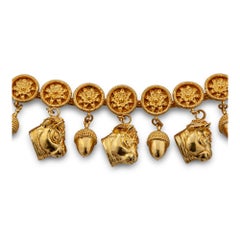 Zolotas Vintage Gold Bull and Acorn Necklace