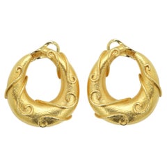 Orecchini a clip Zolotas Vintage in oro greco 22k, grandi, realizzati in Grecia