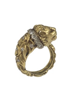 Zolotas Yellow Gold and Diamond Chimera Lion Head Ring