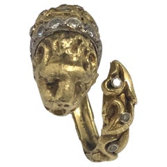 Zolotas Yellow Gold and Diamond Chimera Lion Head Ring