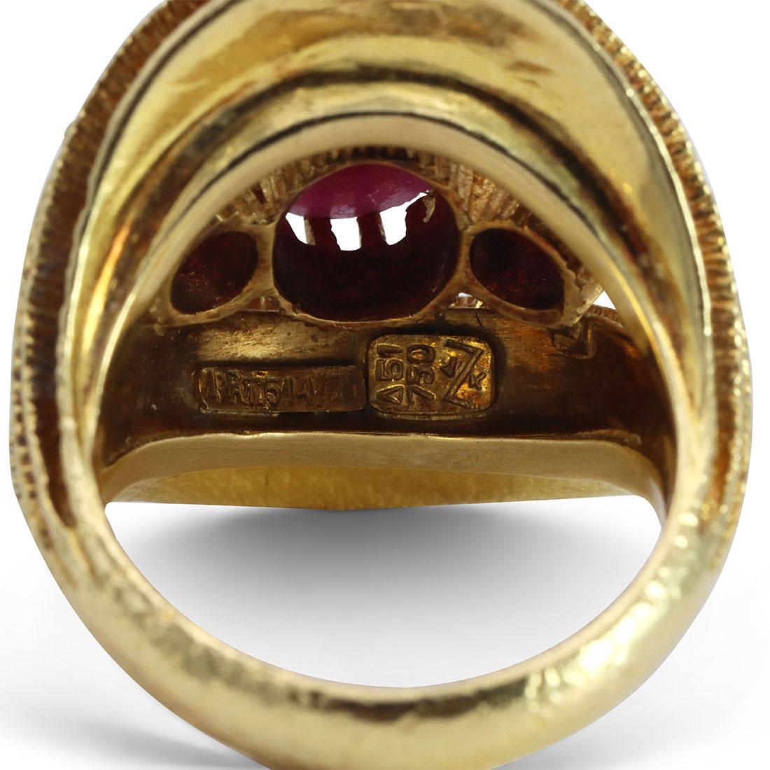 Women's or Men's Zolotas Yellow Gold and Ruby Ring