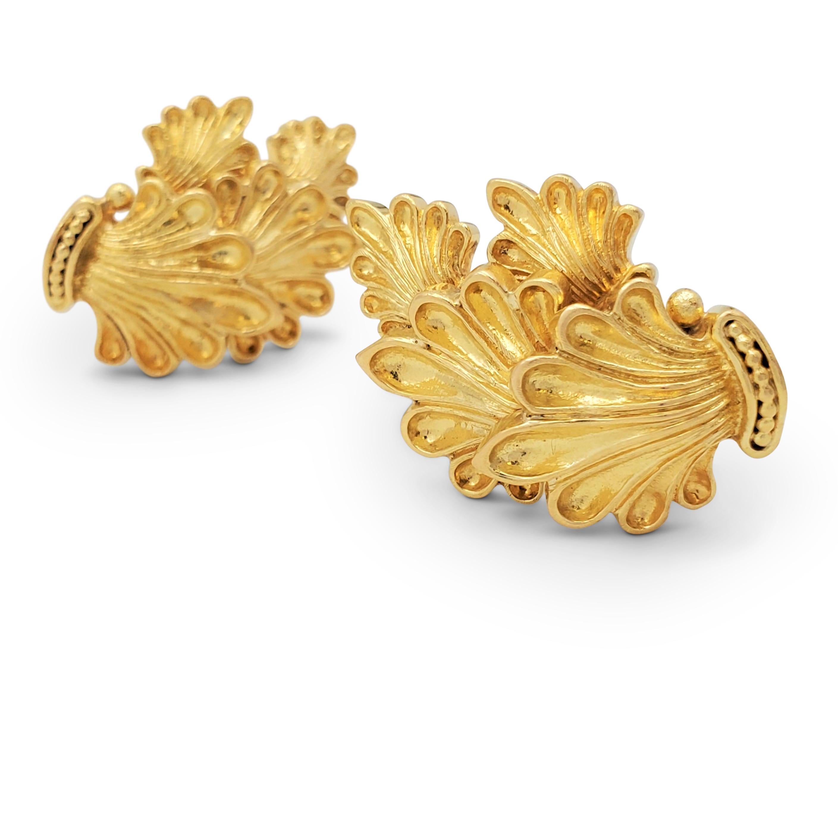 Men's Zolotas Yellow Gold Foliate Earrings