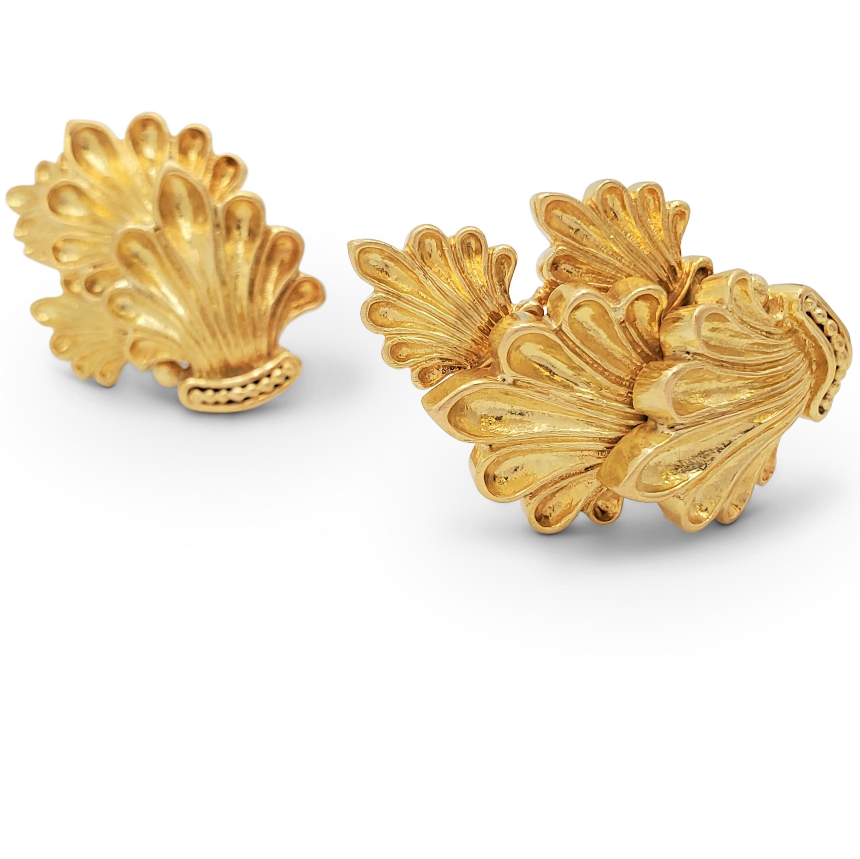 Zolotas Yellow Gold Foliate Earrings 1