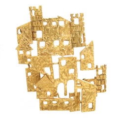 Zolotos Yellow Gold Buildings Brooch