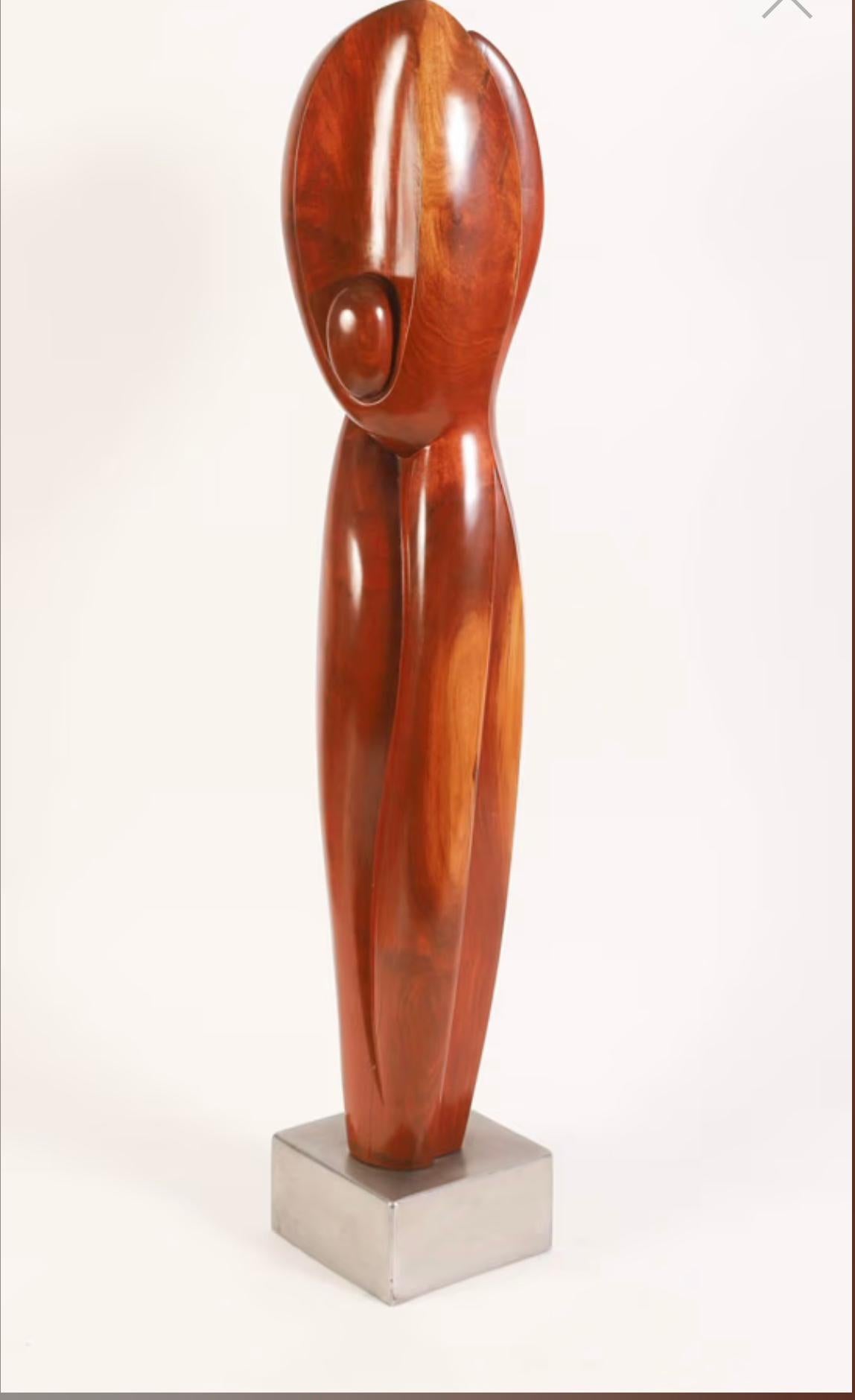 Zoltan Borbereki Figurative Sculpture - “Carved Wood Sculpture Signed 1976”