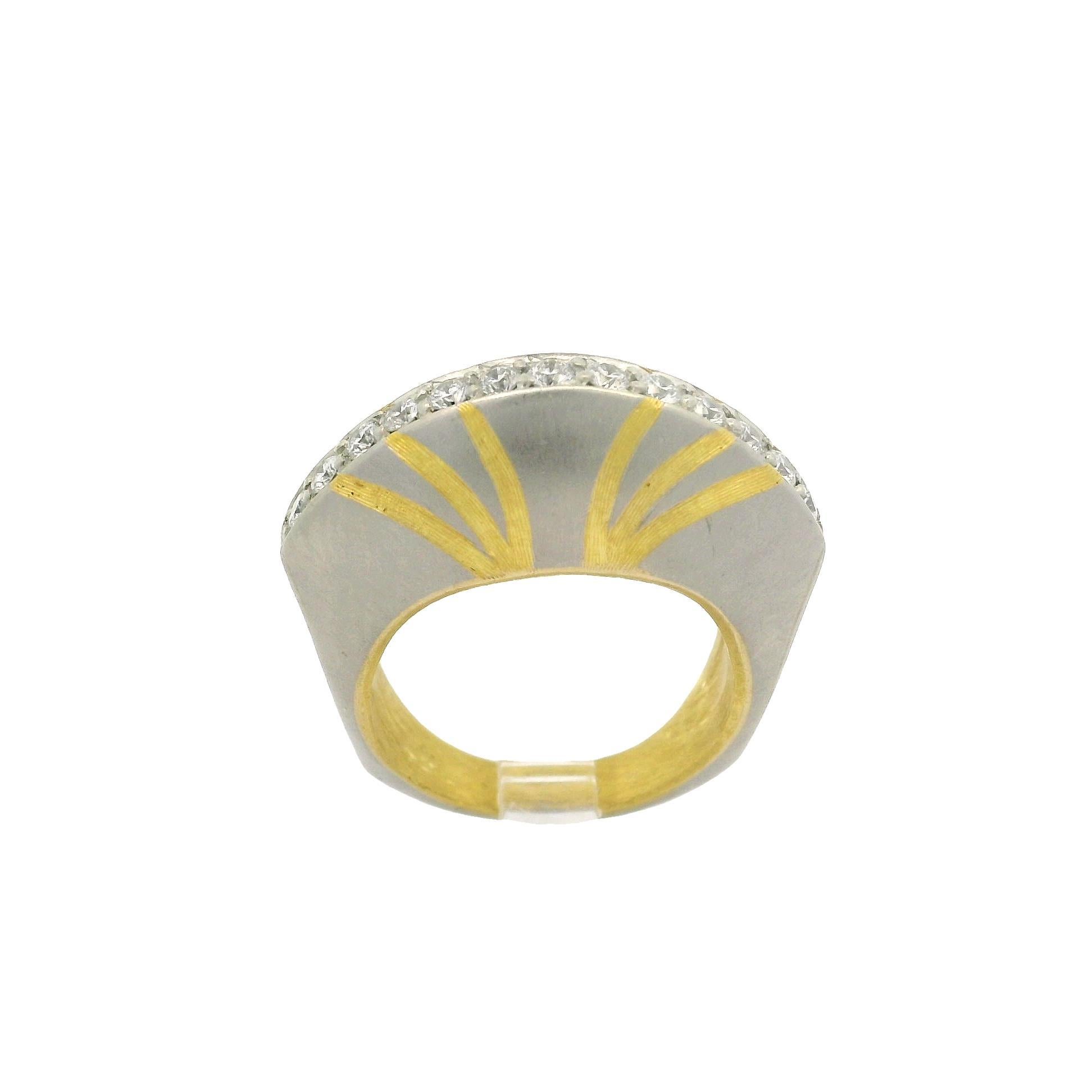 Zoltan David Platinum 
22k Gold 0.35ctw Diamond Matte Finish Band Ring For Sale