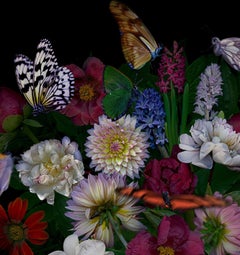 Still Life with Tomatoes. Flowers. Digital Collage  Color Photograph