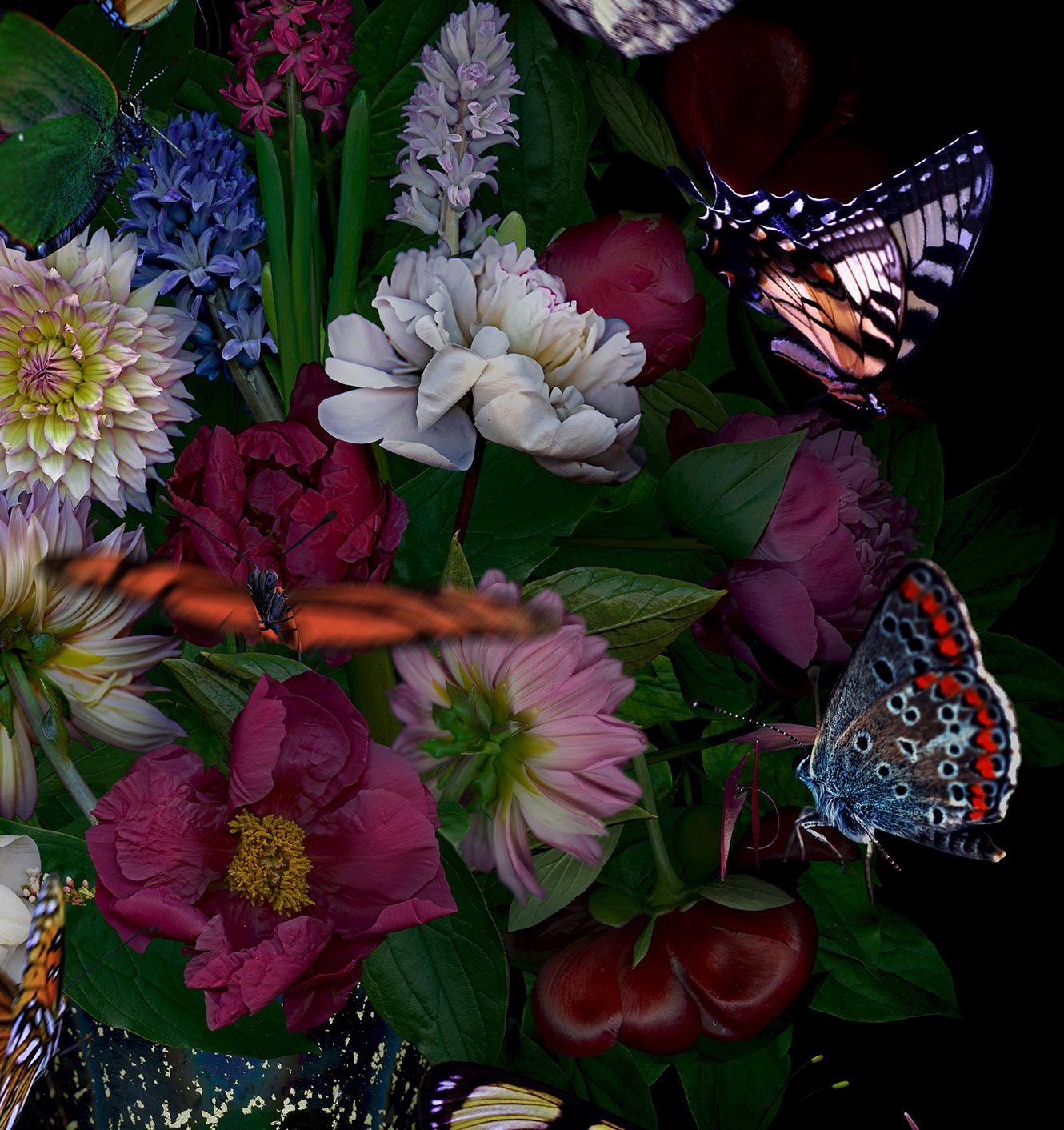 Still Life with Tomatoes. Flowers. Digital Collage  Color Photograph For Sale 2