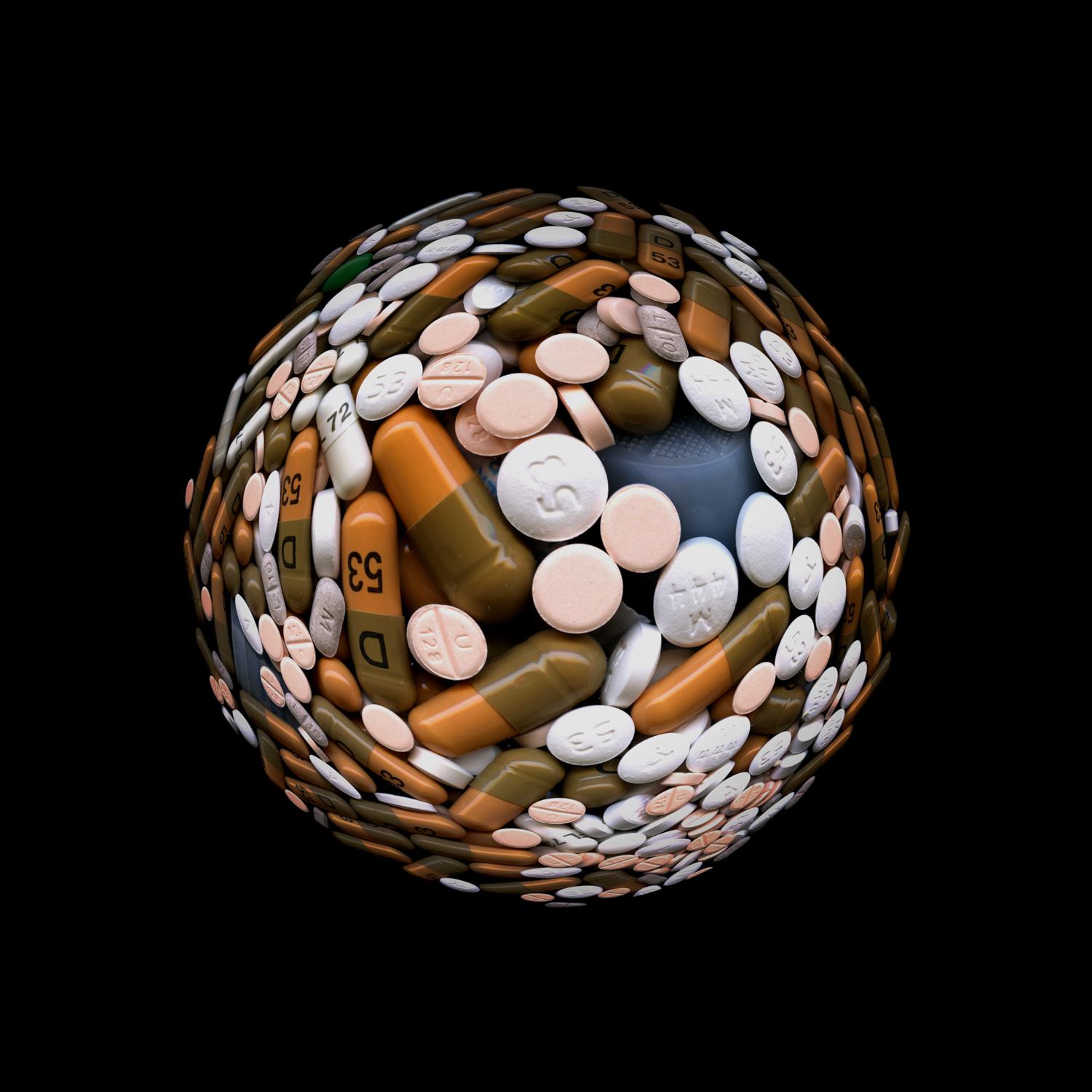 Whatever hurts with all kind of pills. Color Photograph