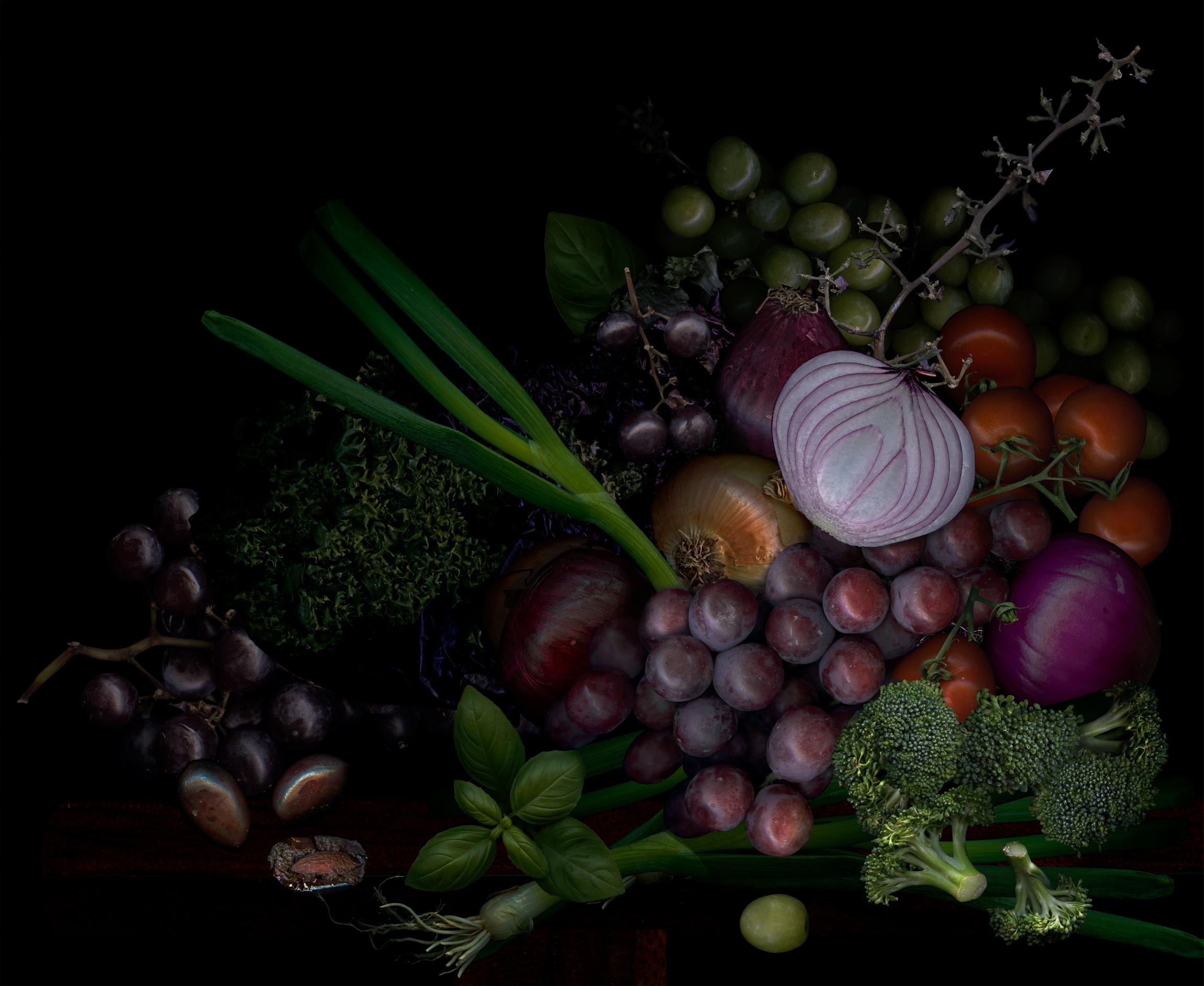 Zoltan Gerliczki Still-Life Photograph - Fruits and vegetables from my garden #8 Digital Collage Color Photograph