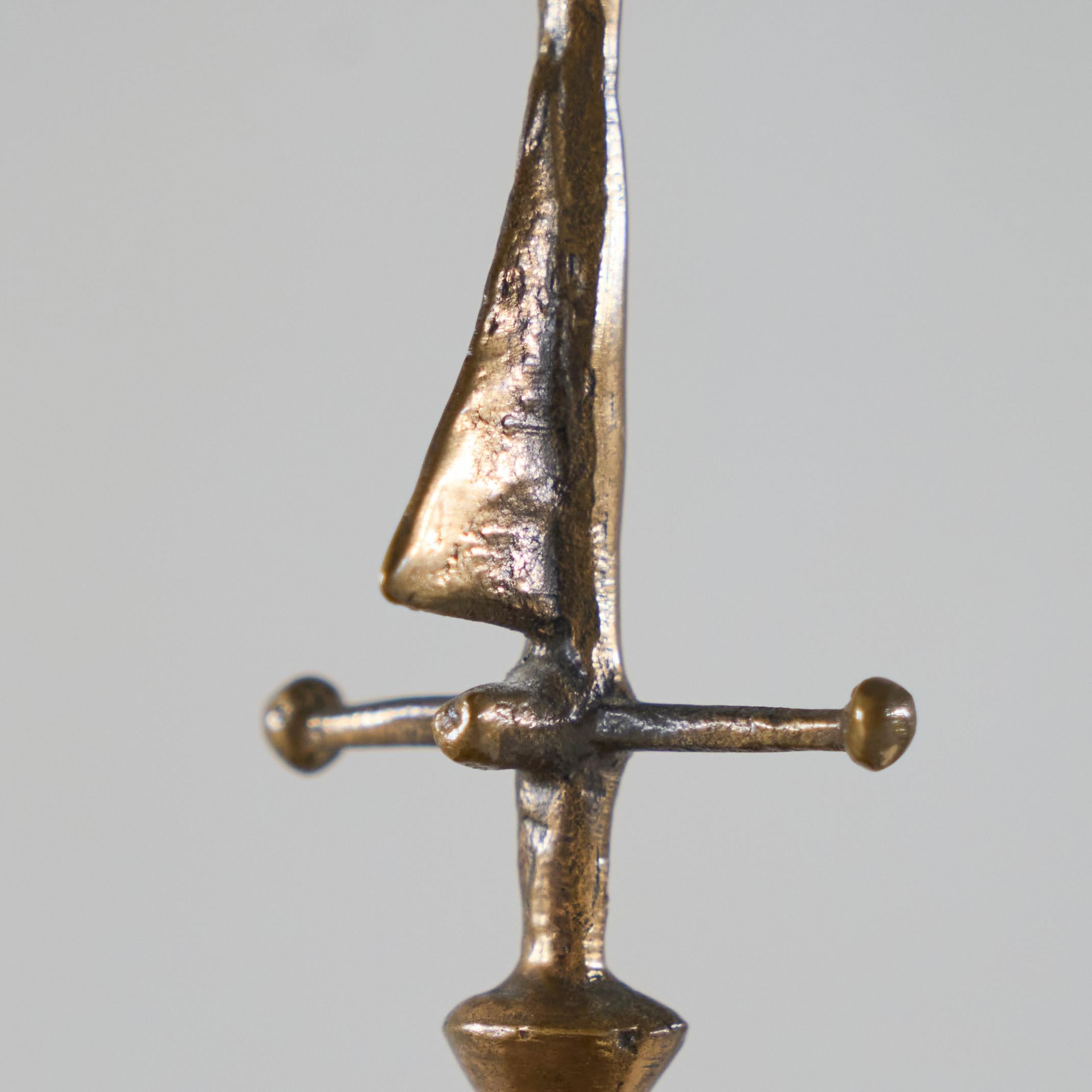 Zoltán Pap Anthropomorphic Brutalist Candle Holder in Bronze and Enamel 1970s For Sale 1