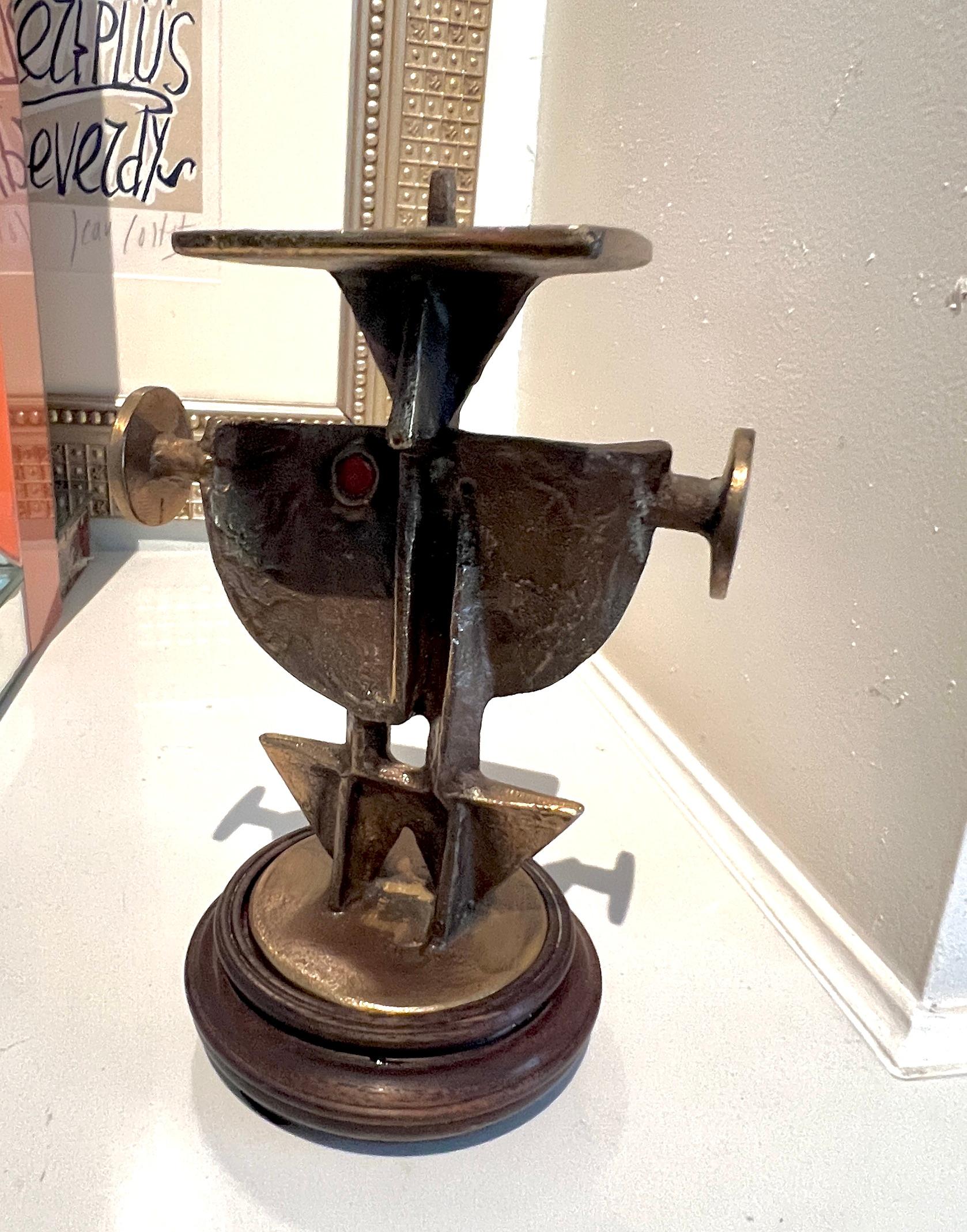 Zoltan Pap Cast Bronze Brutalist Candlestick For Sale 3