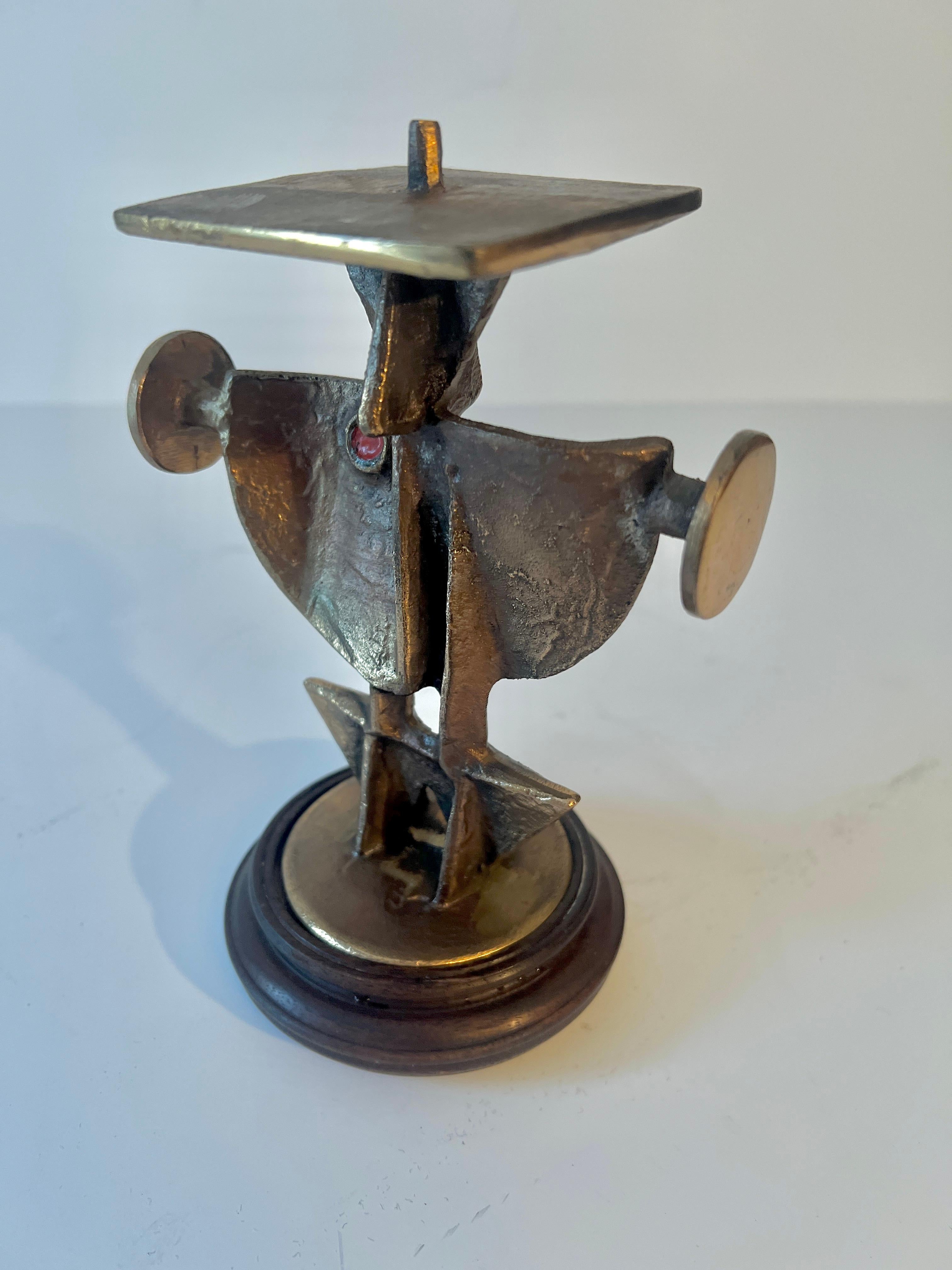 Zoltan Pap Cast Bronze Brutalist Candlestick For Sale 2
