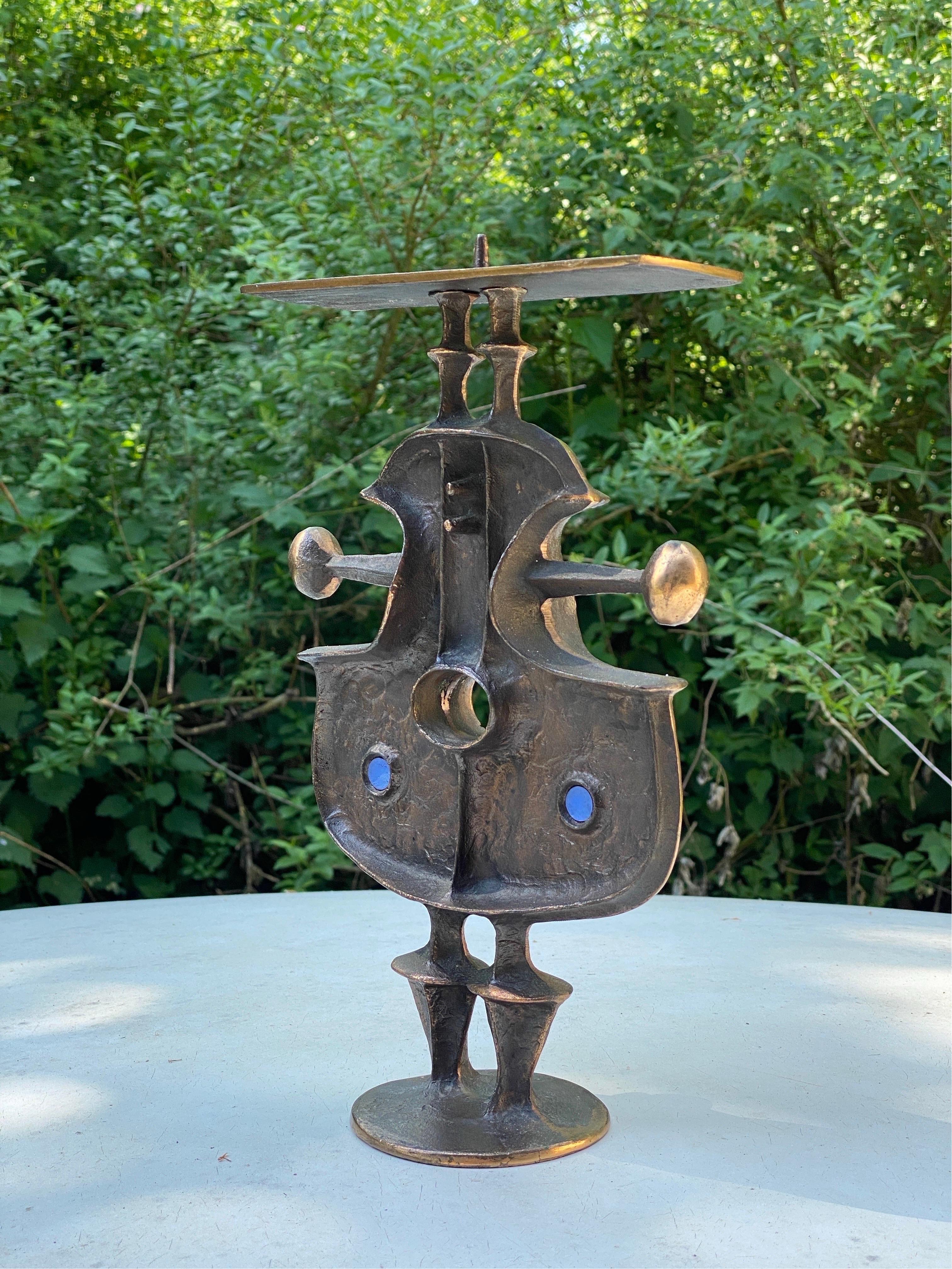 Zoltan Pap Skulpturaler Kerzenständer aus Bronze Zultan Pap Brutalismus Mid Century Modern im Angebot 4
