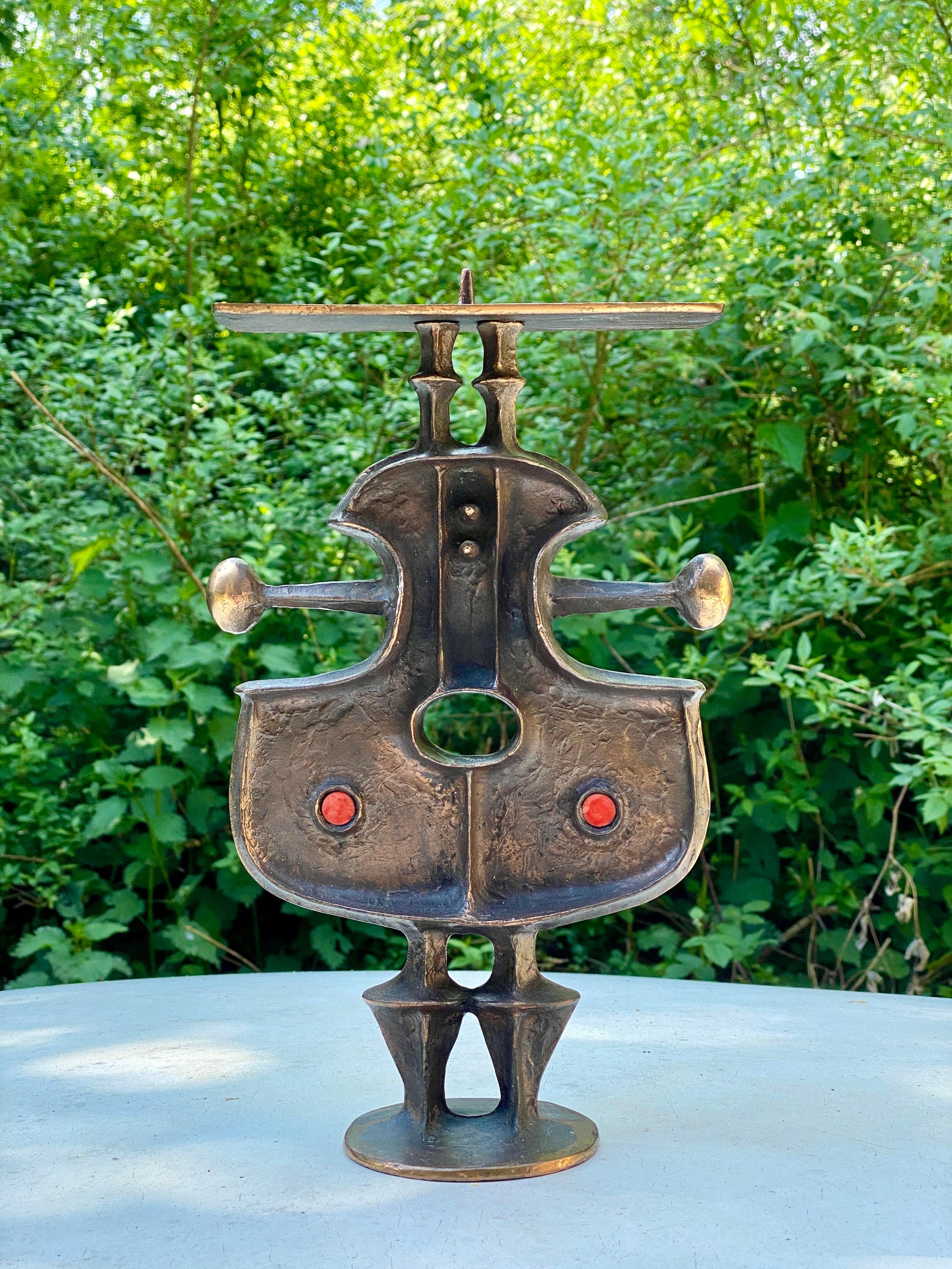 Zoltan Pap Skulpturaler Kerzenständer aus Bronze Zultan Pap Brutalismus Mid Century Modern im Angebot 5