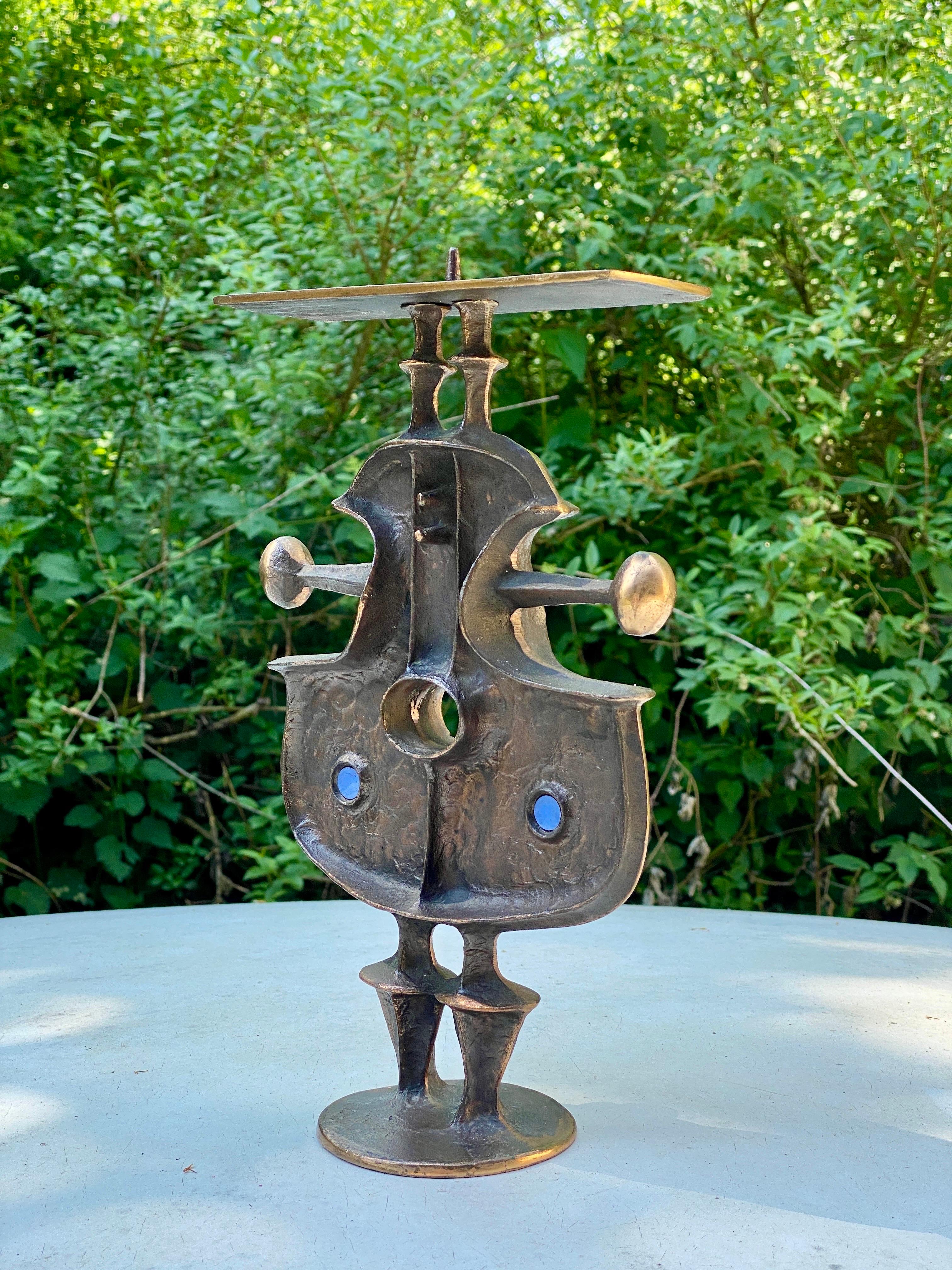 Zoltan Pap Skulpturaler Kerzenständer aus Bronze Zultan Pap Brutalismus Mid Century Modern im Angebot 6
