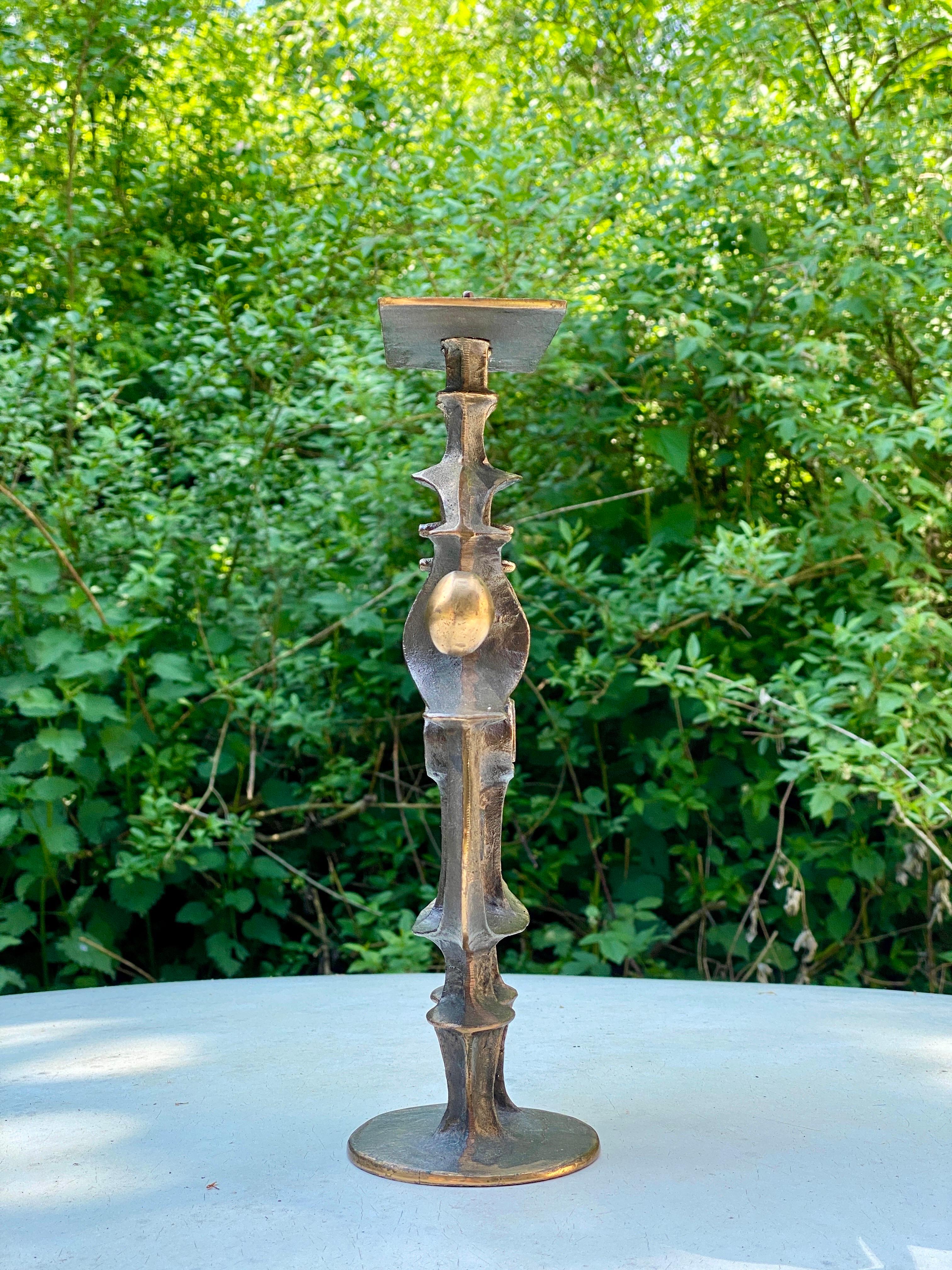 Zoltan Pap Skulpturaler Kerzenständer aus Bronze Zultan Pap Brutalismus Mid Century Modern im Angebot 7