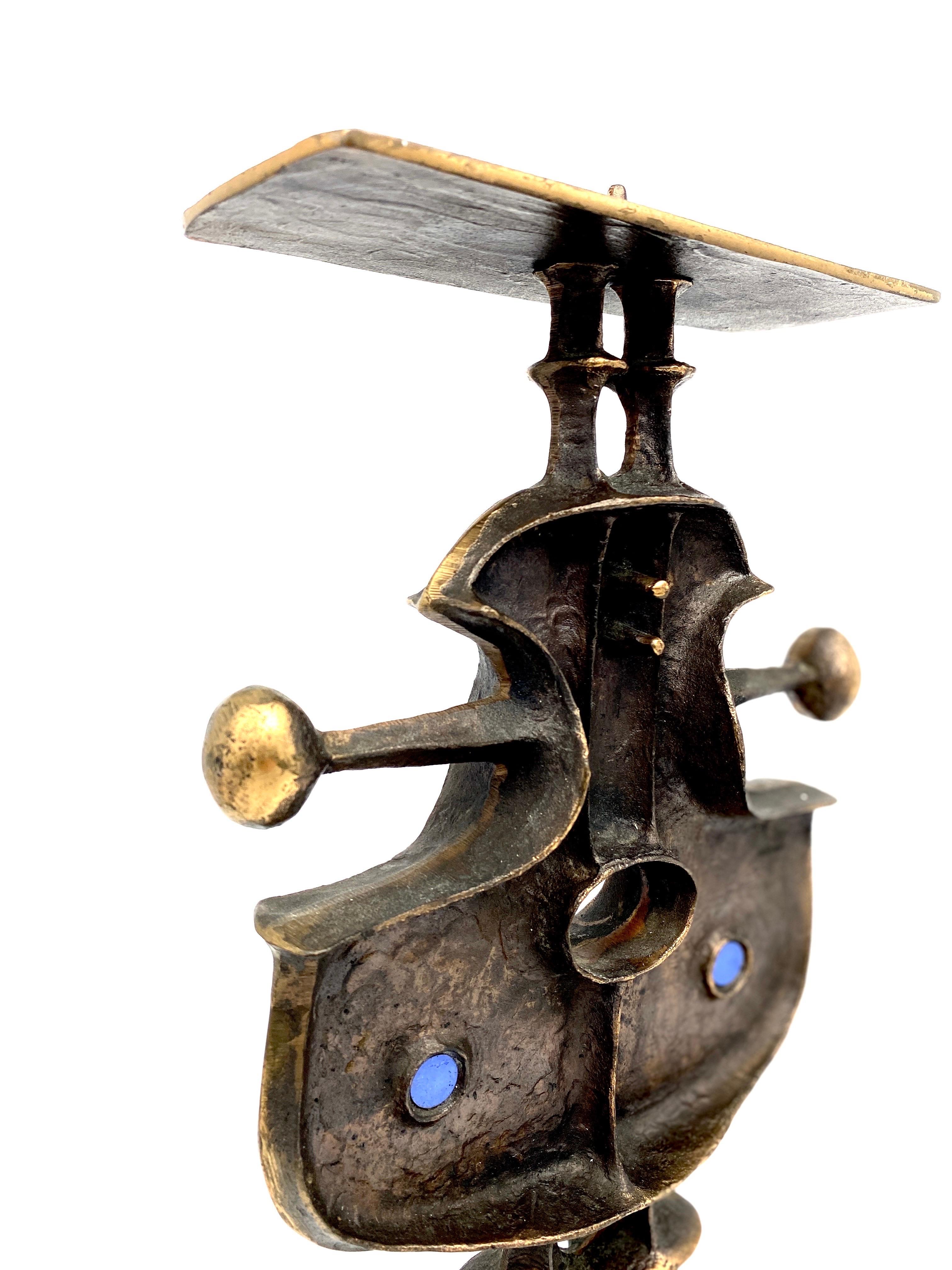 Zoltan Pap Skulpturaler Kerzenständer aus Bronze Zultan Pap Brutalismus Mid Century Modern (Ungarisch) im Angebot