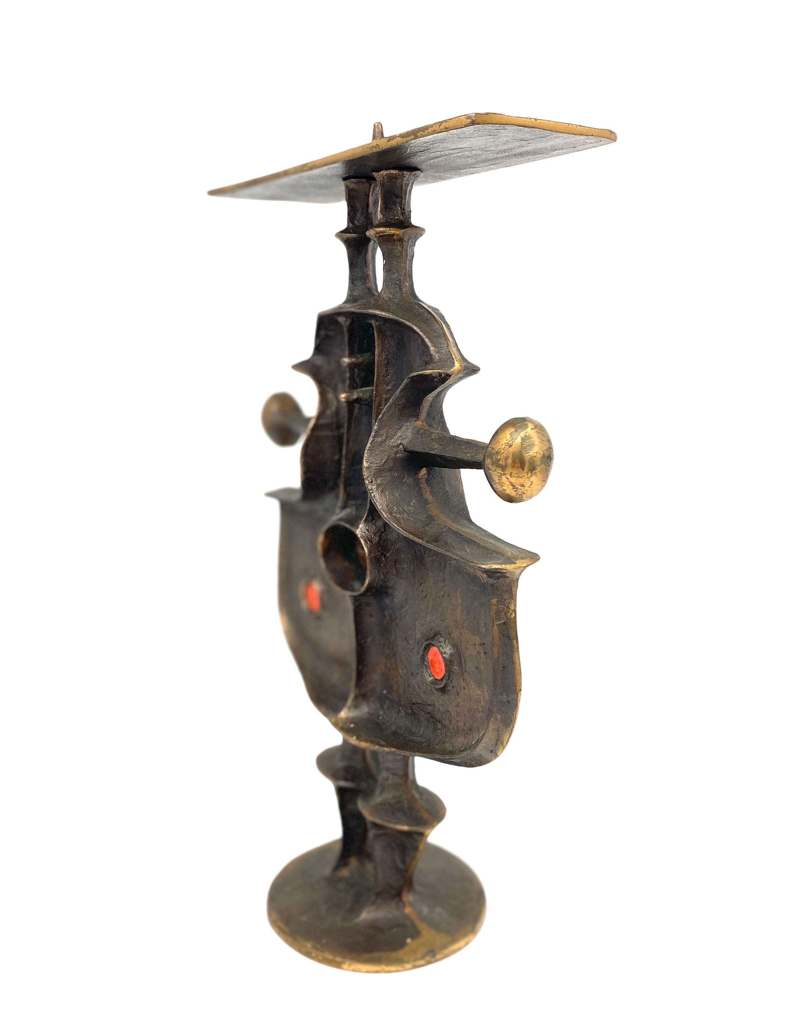 Zoltan Pap Skulpturaler Kerzenständer aus Bronze Zultan Pap Brutalismus Mid Century Modern im Zustand „Gut“ im Angebot in Munster, NRW