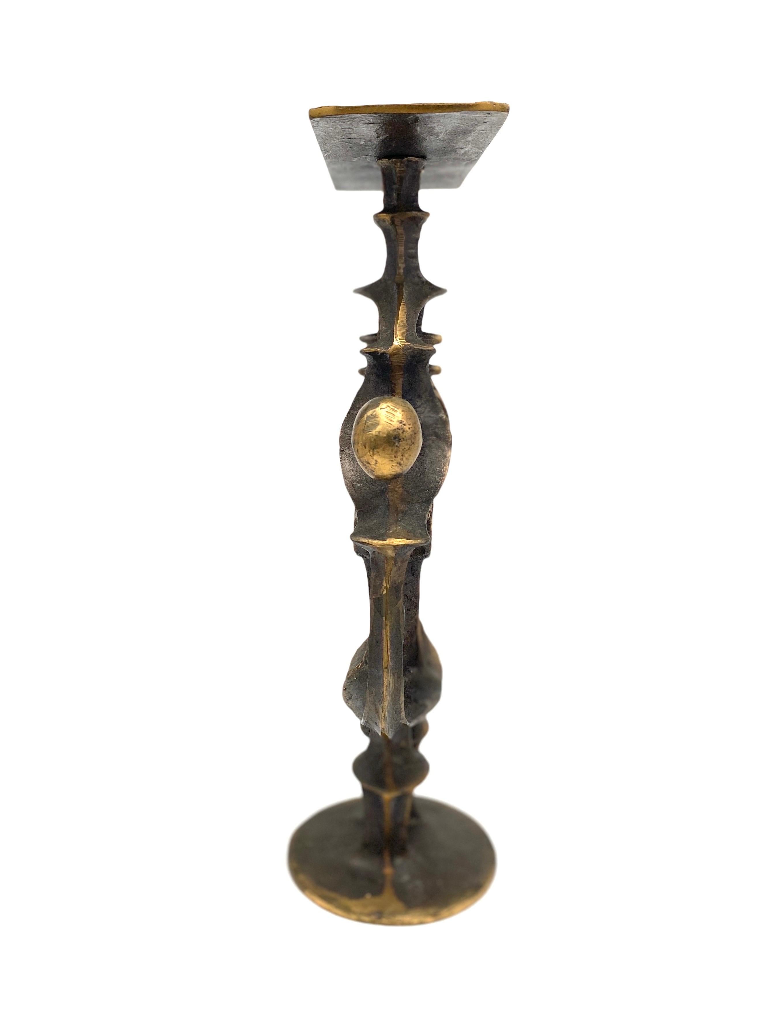 Zoltan Pap Skulpturaler Kerzenständer aus Bronze Zultan Pap Brutalismus Mid Century Modern (Mitte des 20. Jahrhunderts) im Angebot