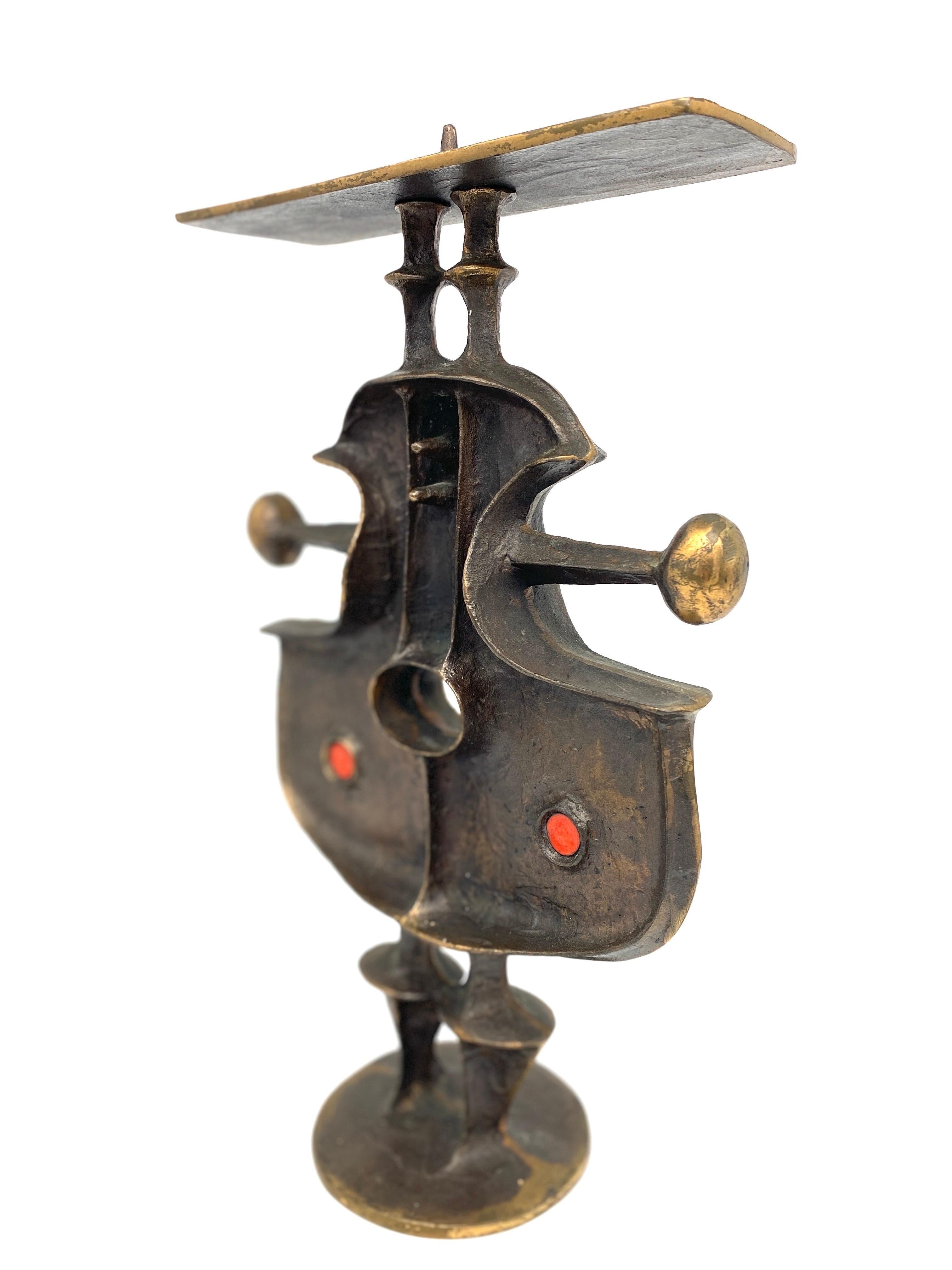 Zoltan Pap Skulpturaler Kerzenständer aus Bronze Zultan Pap Brutalismus Mid Century Modern im Angebot 1