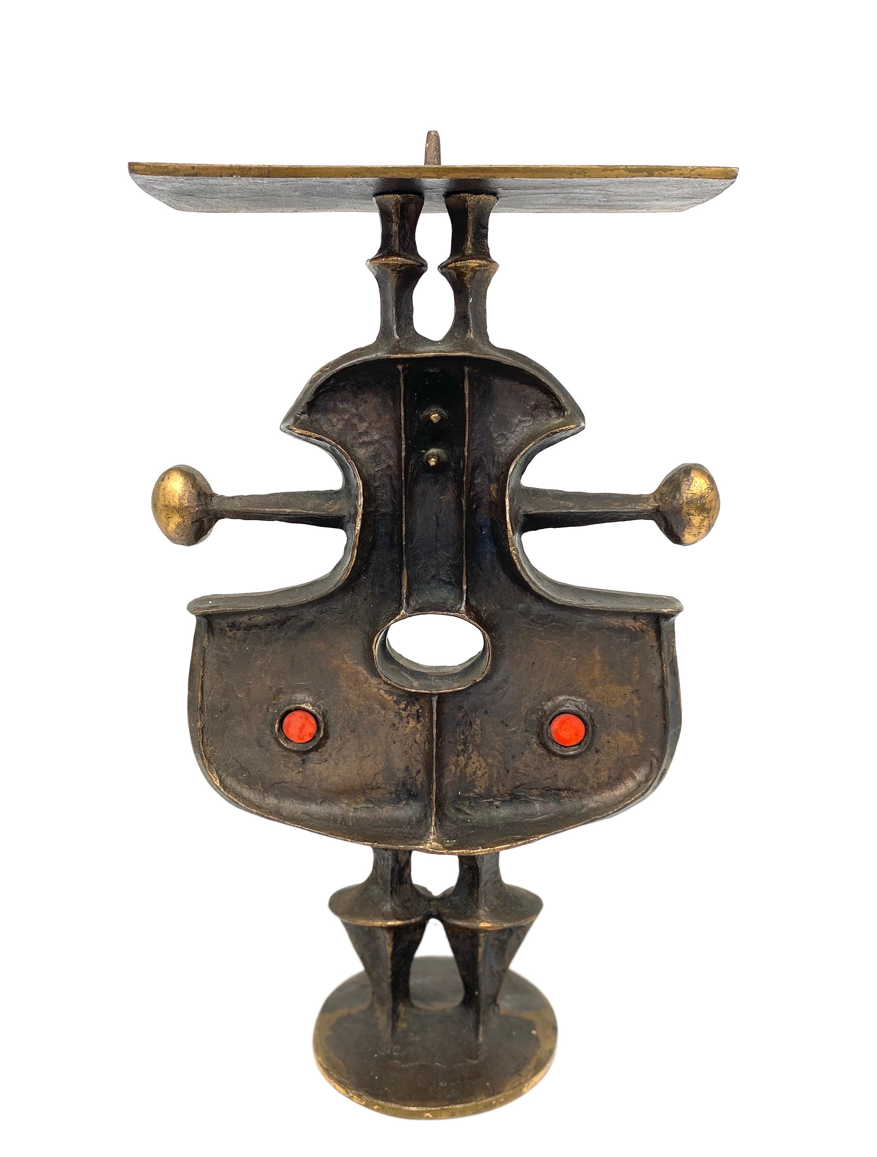 Zoltan Pap Skulpturaler Kerzenständer aus Bronze Zultan Pap Brutalismus Mid Century Modern im Angebot 2