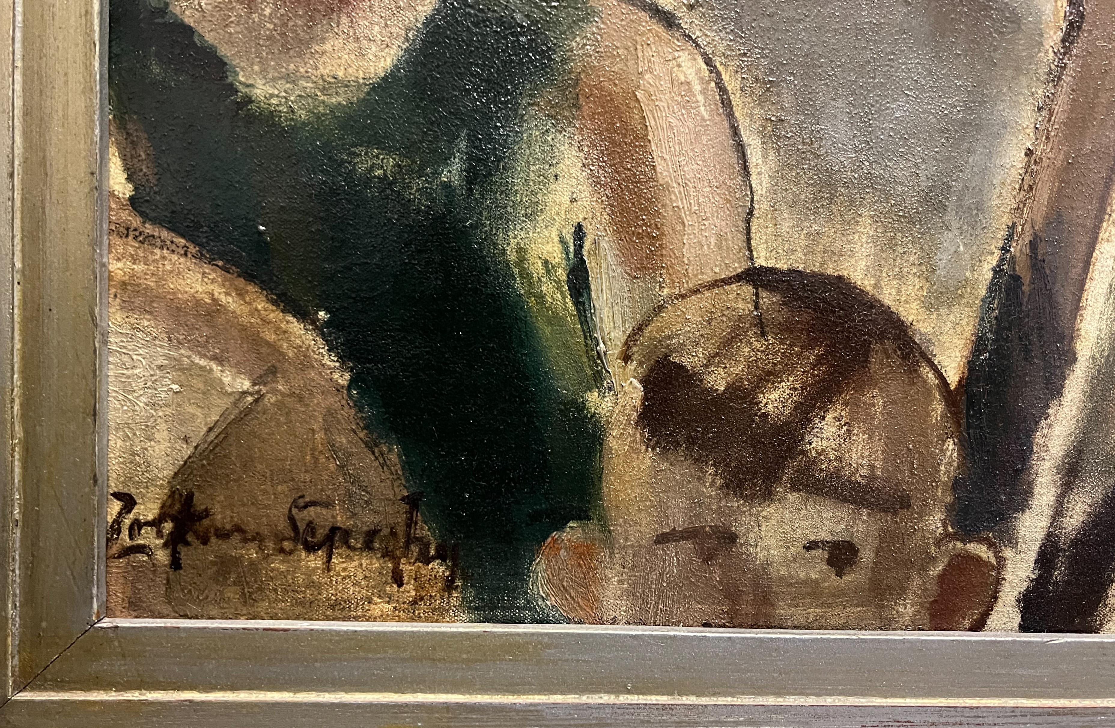 Side Show Barker - Original modernistische amerikanische Messeszene, Ölgemälde (Amerikanische Moderne), Painting, von Zoltan Sepeshy