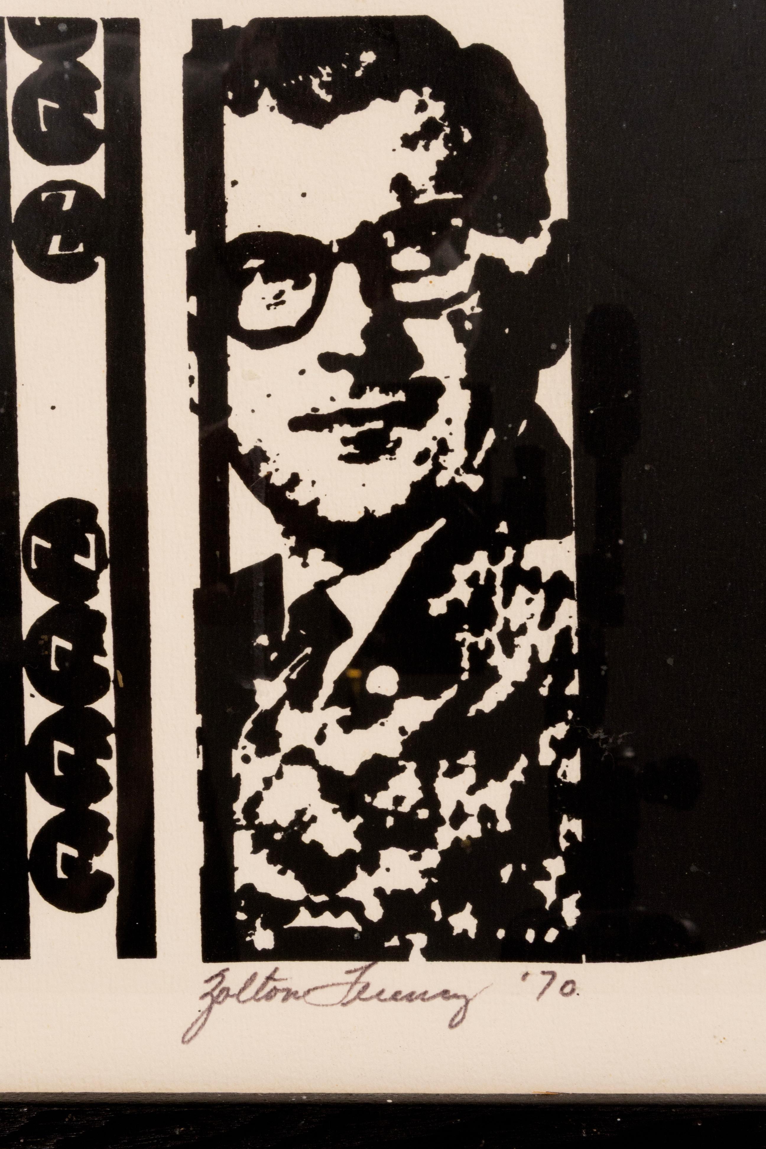 Zolton Ferency - Signé, 1970 Lithographie Graphique moderne Activiste politique Impression Bon état - En vente à Keego Harbor, MI