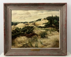Sandscape- Mid-Century Tempera Painting of Michigan Coastal Sand Dunes Landscape