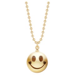 Zoma Design Collier pendentif cœur sourire en or jaune 14 carats