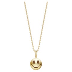 Collier pendentif Zoma Design Mini Smiley Face en or jaune 14 carats