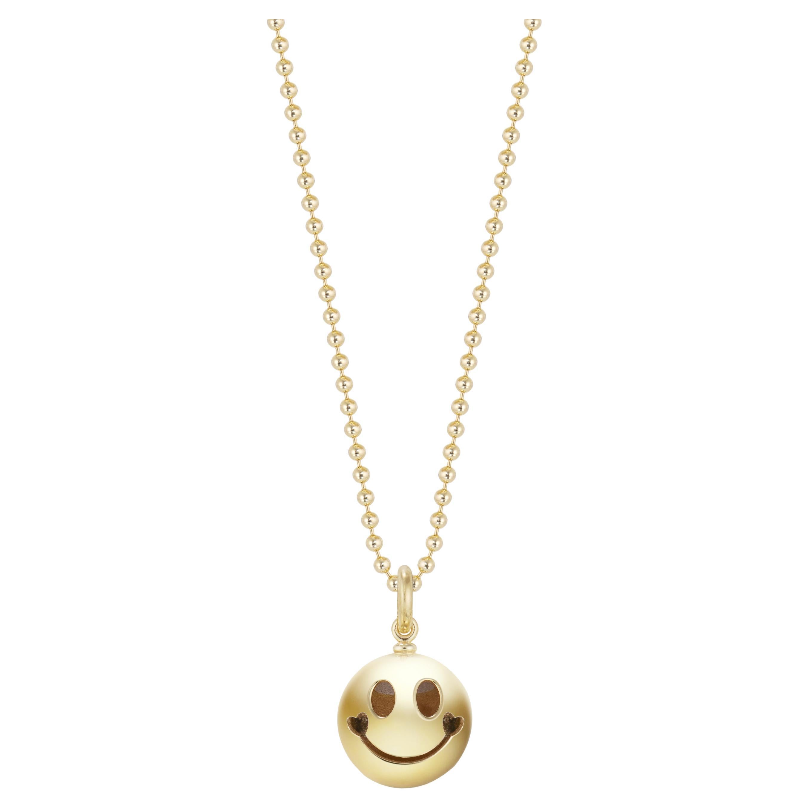Zoma Design Mini 14 Carat Yellow Gold Smiley Heart Pendant Necklace For Sale
