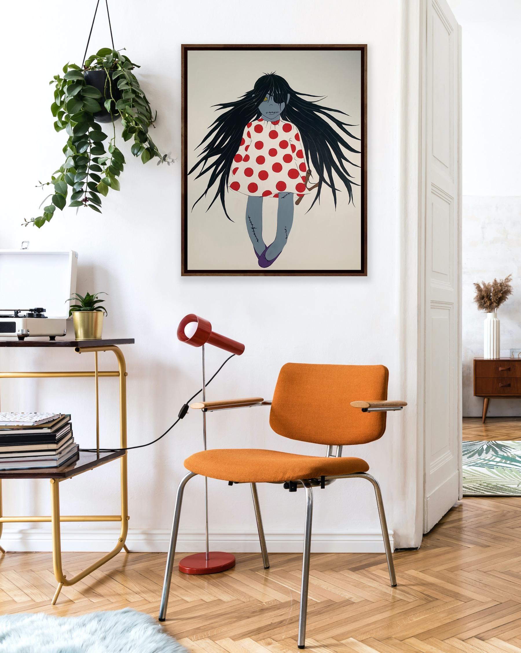 Chica zombi y tirachinas, 90x70cm en venta 1