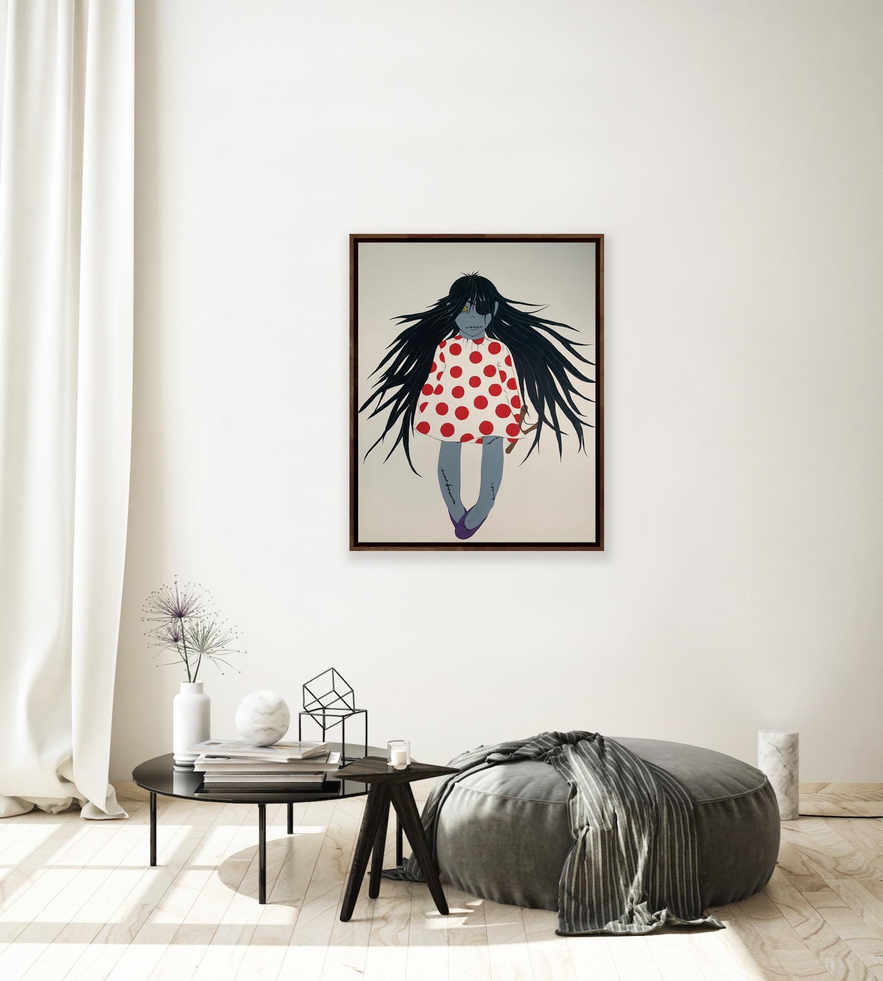 Chica zombi y tirachinas, 90x70cm en venta 2