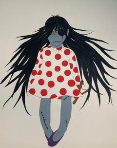 Zombie girl and slingshot, 90x70cm
