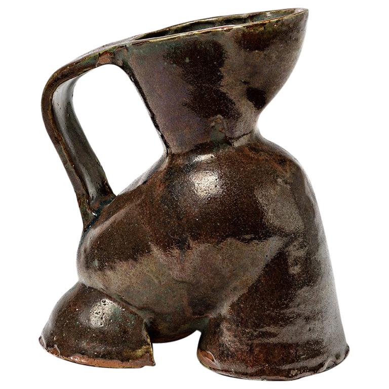 Zomorphic Ceramic Pitchet, Sculpture by Vassil Ivanoff, circa 1960, La Borne